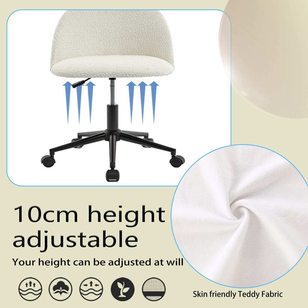 Velvet fabric office chair, mid back adjustable rotating computer chair, black legs, cushioned office chair with wheels